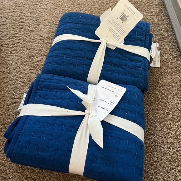 Pottery Barn Other - Pottery Barn Pickstitch Blue Quilted Standard Sham Set, NWT